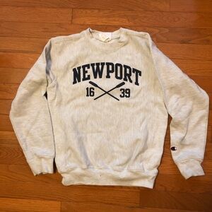 Kid’s Medium Champion Light Gray Crewneck Sweater with Newport Design